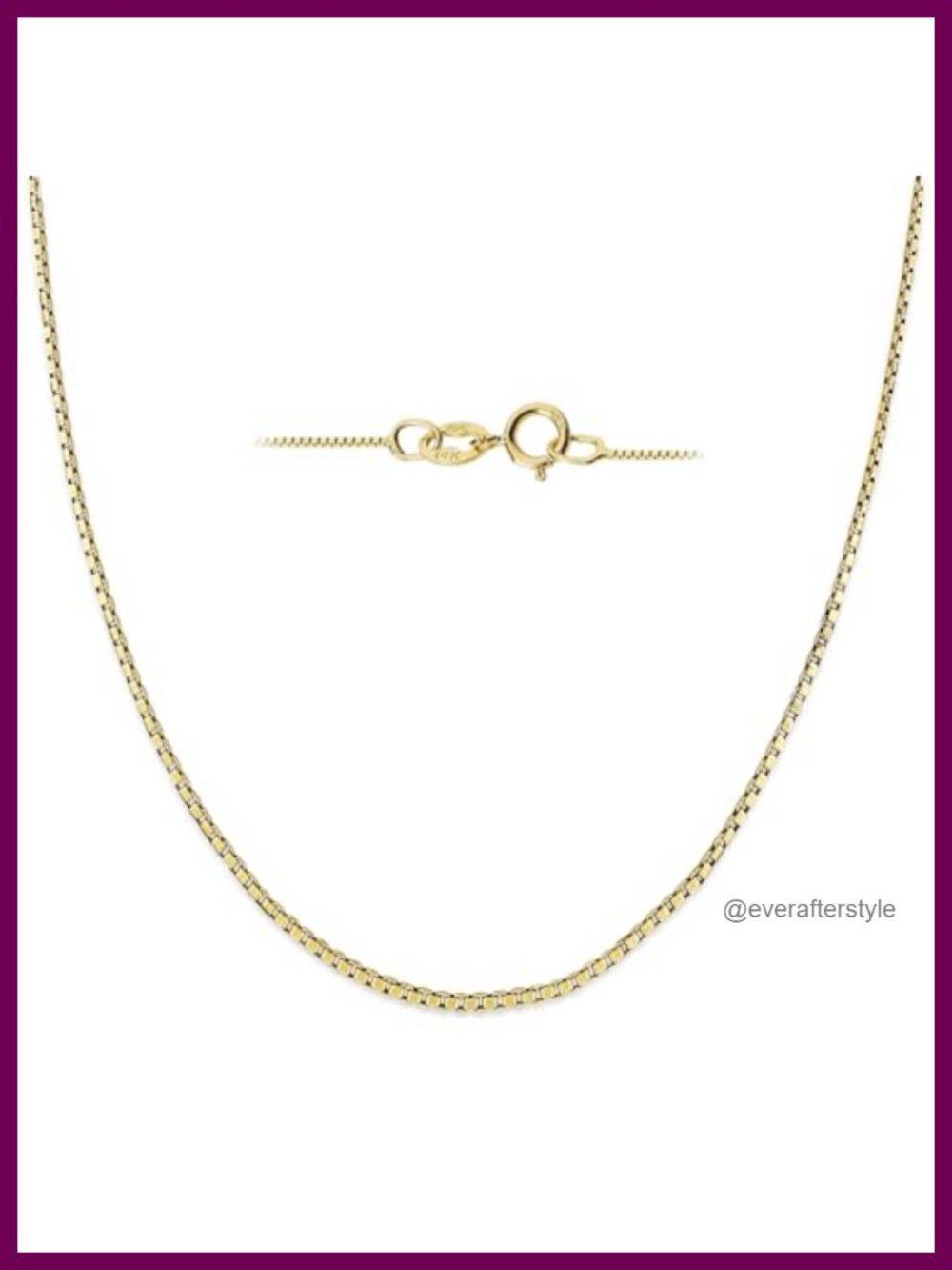 10K Solid Yellow Gold Box Chain Necklace 16" Spring Ring Clasp